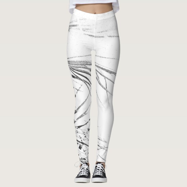 Palm Tree Blätter Minimalismus Sketch Leggings (Vorderseite)