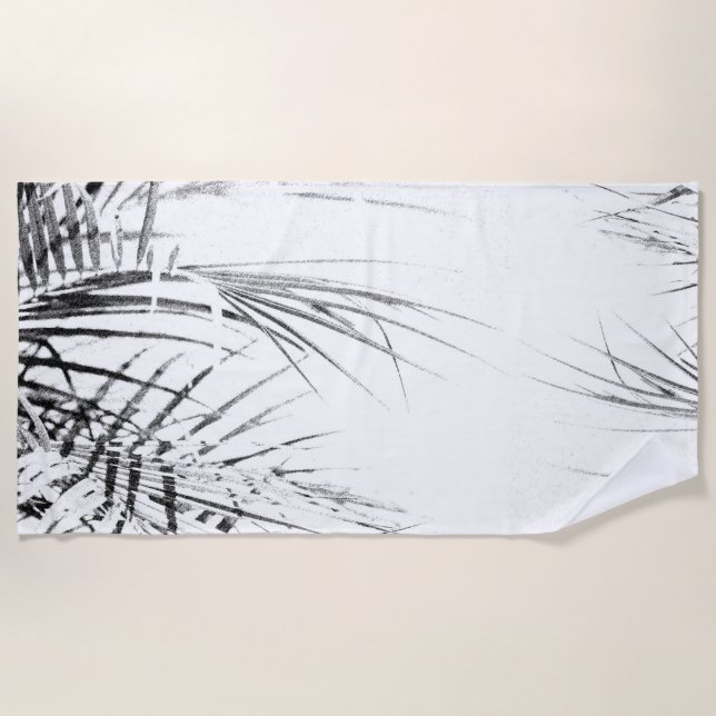 Palm Tree Blätter Minimalismus Sketch Strandtuch (Vorderseite)