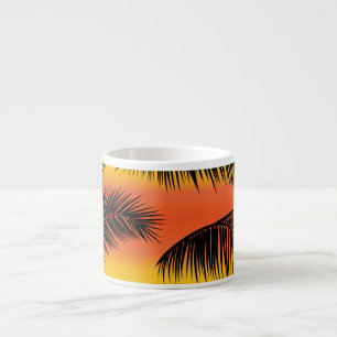 Palm Tree Blätter: nahtloses Muster. Espressotasse