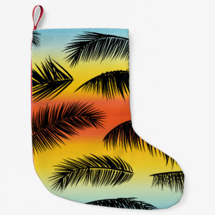 Palm Tree Blätter: nahtloses Muster. Kleiner Weihnachtsstrumpf