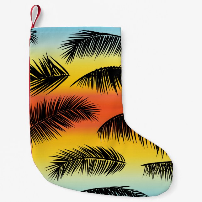 Palm Tree Blätter: nahtloses Muster. Kleiner Weihnachtsstrumpf (Vorderseite)