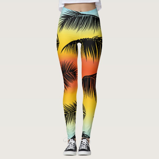 Palm Tree Blätter: nahtloses Muster. Leggings (Vorderseite)