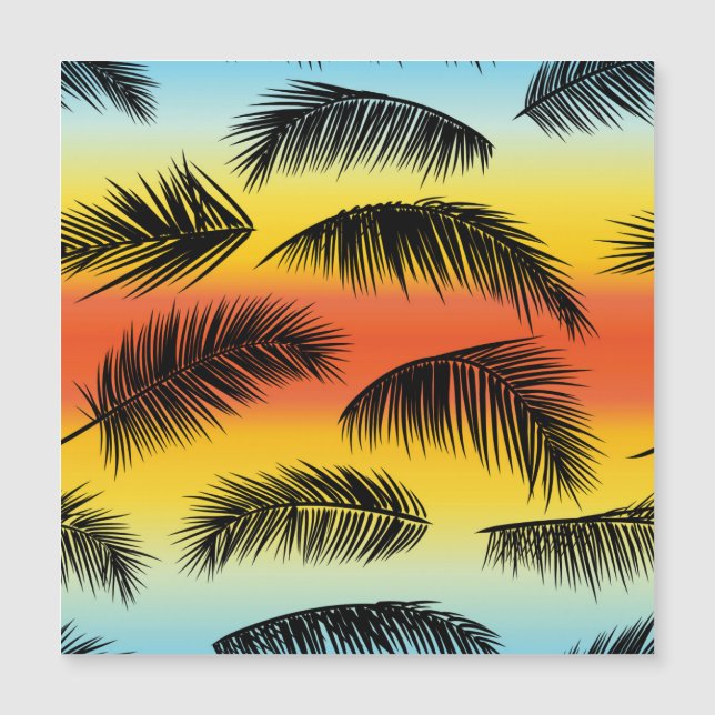 Palm Tree Blätter: nahtloses Muster. Magnetkarte (Vorderseite)