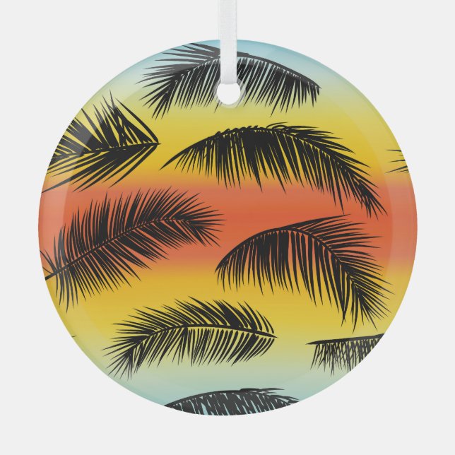Palm Tree Blätter: nahtloses Muster. Ornament Aus Glas (Vorderseite)