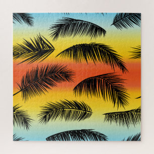 Palm Tree Blätter: nahtloses Muster. Puzzle