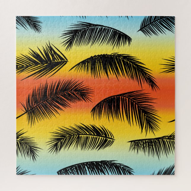 Palm Tree Blätter: nahtloses Muster. Puzzle (Vertikal)
