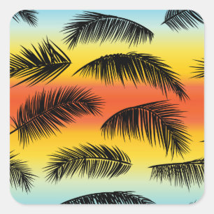 Palm Tree Blätter: nahtloses Muster. Quadratischer Aufkleber