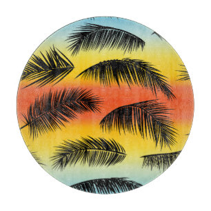 Palm Tree Blätter: nahtloses Muster. Schneidebrett