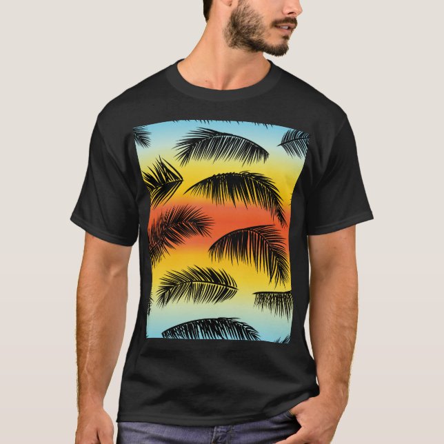 Palm Tree Blätter: nahtloses Muster. T-Shirt (Vorderseite)