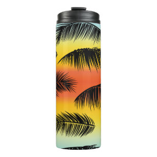 Palm Tree Blätter: nahtloses Muster. Thermosbecher