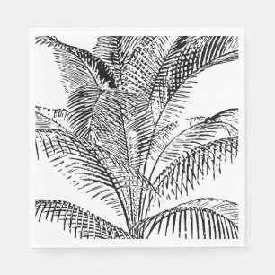 Palm Tree Blätter Schwarz-Weiß Abstraktes Muster Serviette
