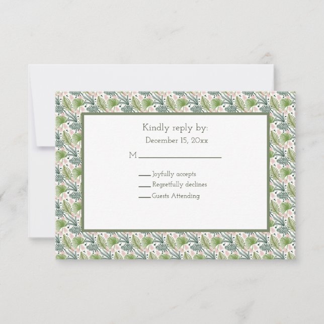 Palm Tree Blätter Tropical Wedding RSVP Karte (Vorderseite)