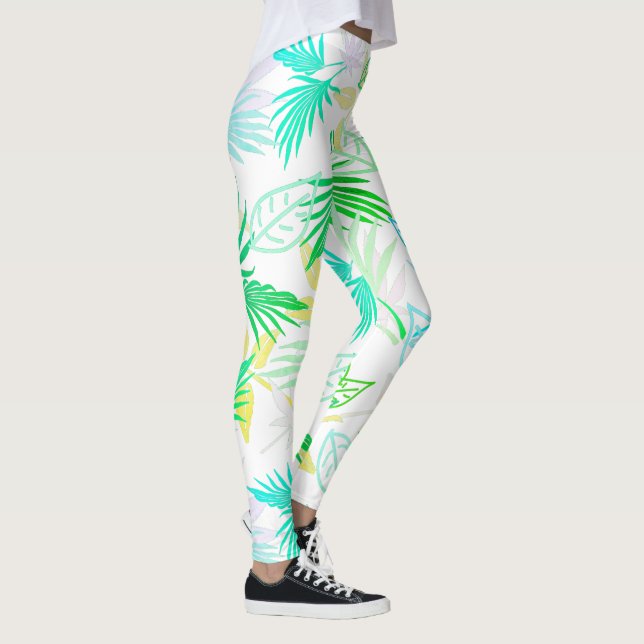 Palm Tree Blätter Tropische Muster Leggings (Rechts)