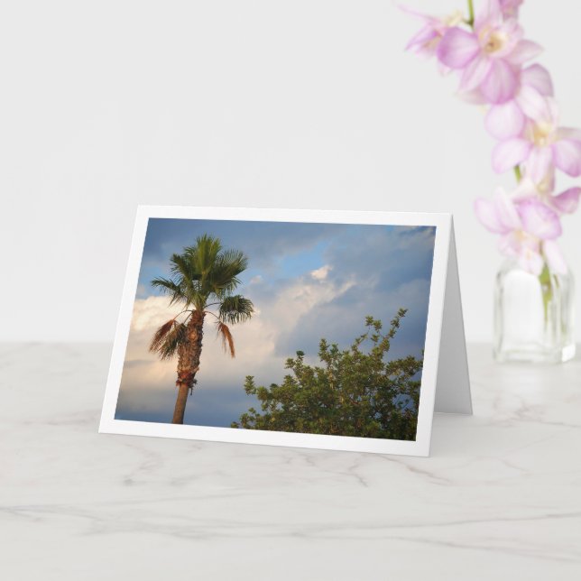 Palm tree Blue Sky Portrait Karte (Orchidee)