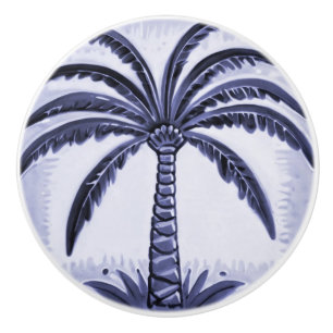 Palm Tree Blue und White Tropical Beach House Keramikknauf