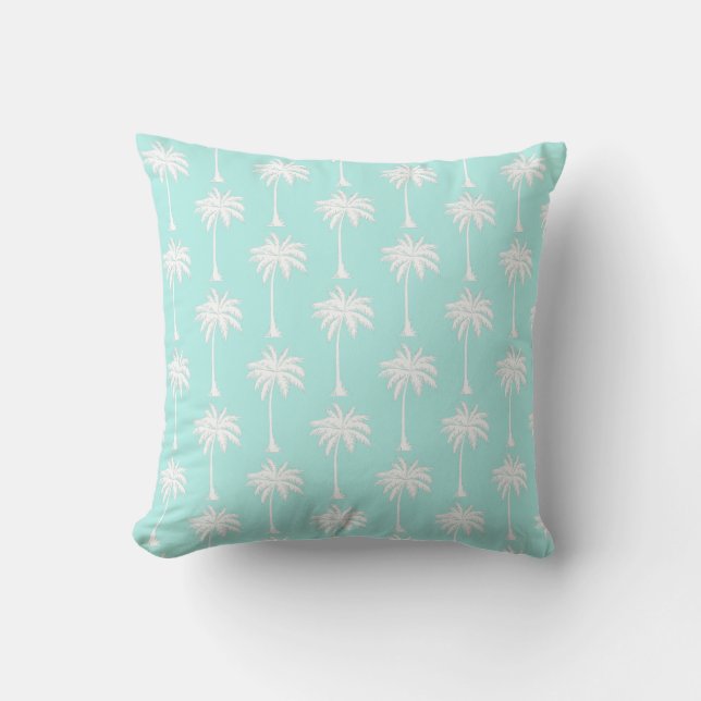 Palm Tree Blue White Kissen (Vorderseite)