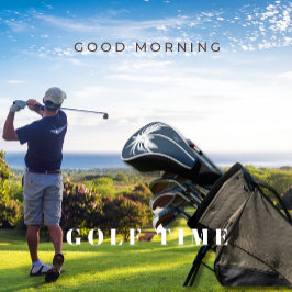 Palm Tree Blue White Tropical Elegant Monogram Golf Headcover