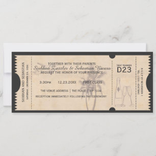 Palm Tree Boarding Pass Wedding Ticket Einladung