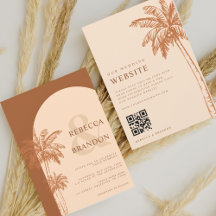 Palm Tree Boho Beach Terracotta QR Code Wedding