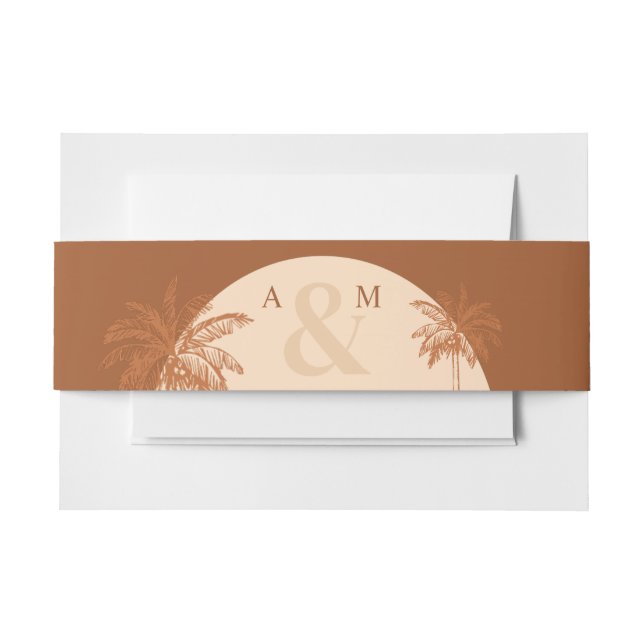 Palm Tree Boho Wüste Terracotta & Cream Wedding Einladungsbanderole (Vorderseite Beispiel)