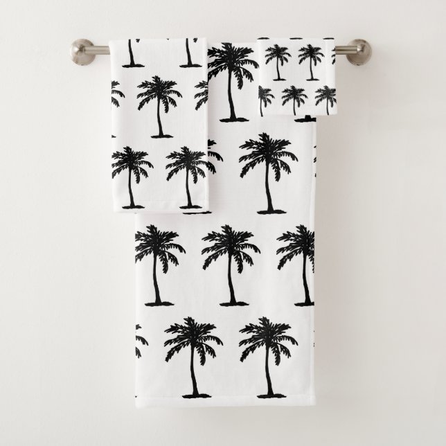 Palm Tree Botanical Tropical Print Badhandtuch Set (Insitu)