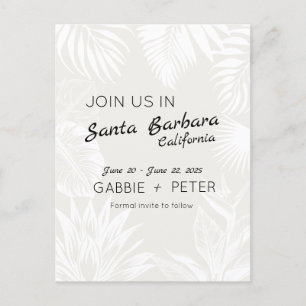 Palm Tree Botanische Typografie Save the Date saub Postkarte