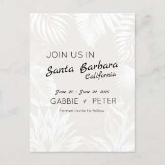 Palm Tree Botanische Typografie Save the Date saub Postkarte