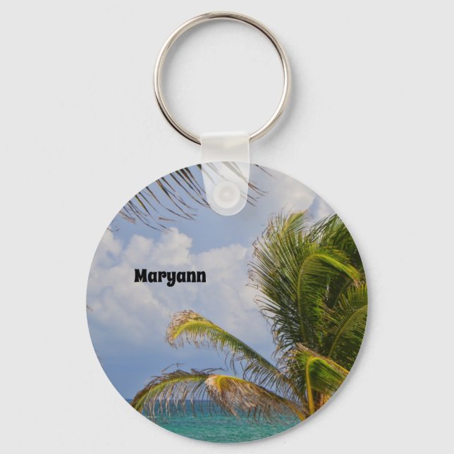 Palm Tree Breeze mit Namen Schlüsselanhänger (Vorderseite)