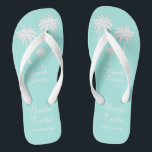 Palm Tree Bride Tribe Blue White Flip Flops<br><div class="desc">Mit diesen phantastischen Beach Lover Bride Blue White Tribe Flip Flops mit hübschen kleinen Palmen erstrahlt der Strand stilvoll! Raum,  um sich mit den Namen Ihrer Brautjungfrau anzupassen! Mischen Sie Ihre Lieblings-Strandprodukte von Up On the Mountain!</div>