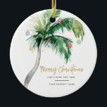Palm Tree Business Logo Frohe Weihnachten Keramik Ornament<br><div class="desc">Palm Tree Watercolor Weihnachtsgeschmack für Geschäftsreisende,  den Sie leicht anpassen können,  indem Sie auf den Button "Personalisieren" klicken. Fügen Sie eine benutzerdefinierte Nachricht für Ihre Kunden und Ihr Firmenlogo hinzu,  oder löschen Sie die Platzhaltervorlage</div>