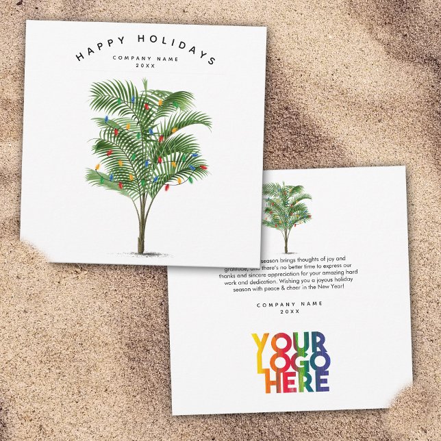 Palm Tree Business Logo Weihnachtskarte (Palm Tree Holiday Business Logo Christmas Card)