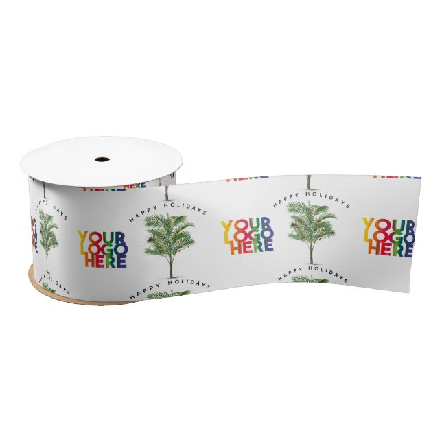Palm Tree Business Logo Weihnachtskarte Satinband (Spule)