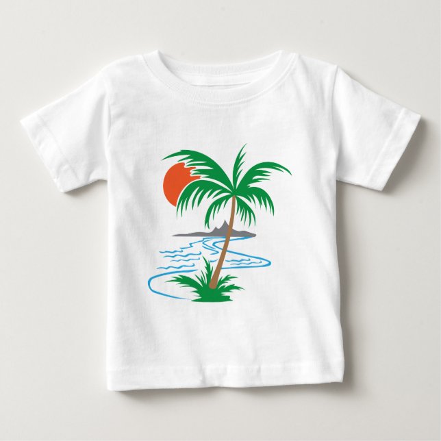 Palm Tree by the River | Tropical Sunset Art Baby T-shirt (Vorderseite)