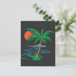 Palm Tree by the River | Tropical Sunset Art Postkarte
