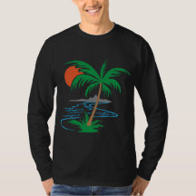 Palm Tree by the River | Tropical Sunset Art