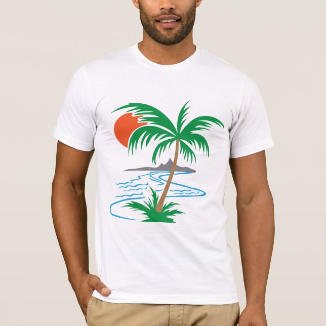 Palm Tree by the River | Tropical Sunset Art T-Shirt (Vorderseite)