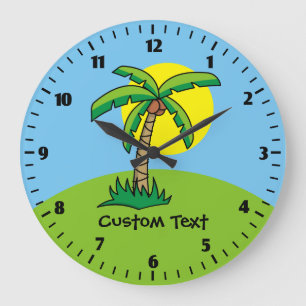 Palm Tree Cartoon Große Uhr