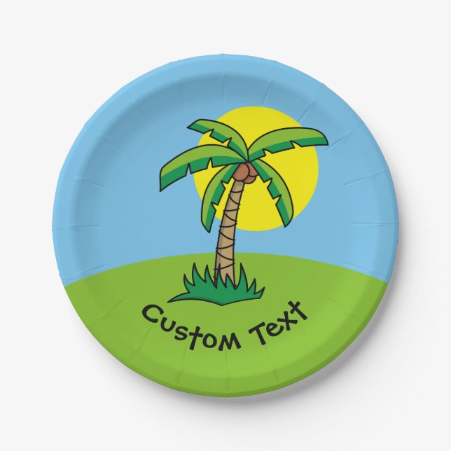 Palm Tree Cartoon Papierplatte Pappteller (Vorderseite)