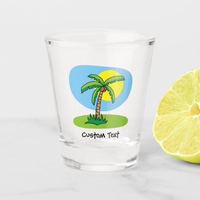 Palm Tree Cartoon Shot Glass Schnapsglas (Vorderseite)