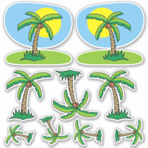 Palm Tree Cartoon Sticker Set
