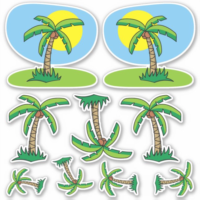 Palm Tree Cartoon Sticker Set (Vorderseite)