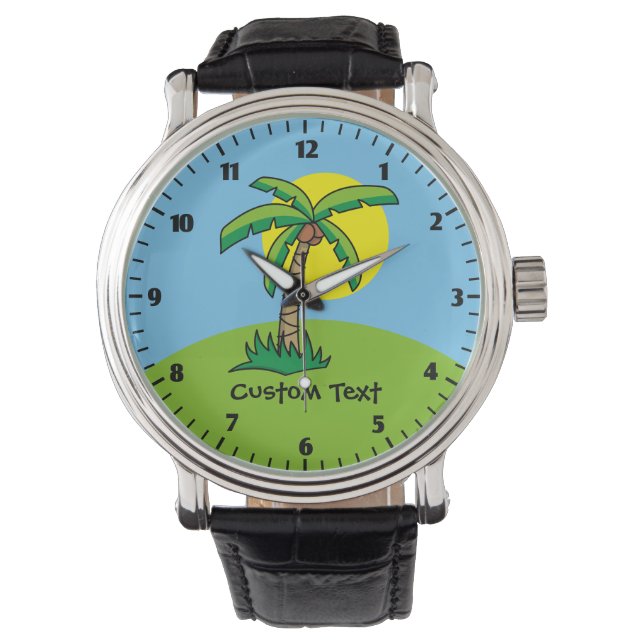 Palm Tree Cartoon Wrist Watch Armbanduhr (Vorderseite)