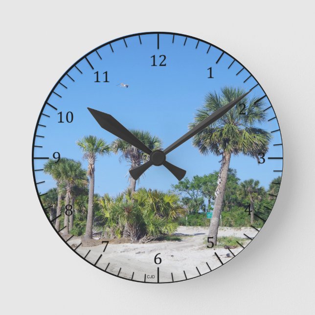 Palm Tree Clock Runde Wanduhr (Vorderseite)