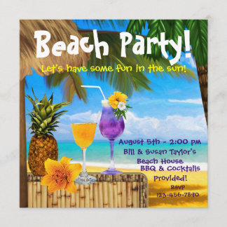 Palm Tree Cocktails Adult Beach Party Einladung