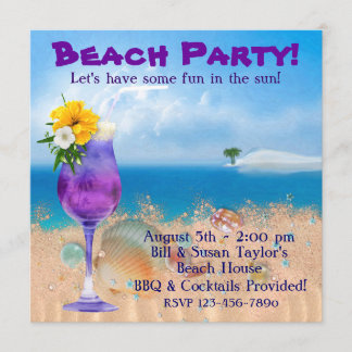 Palm Tree Cocktails Adult Beach Party Einladung
