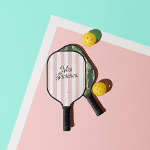 Palm Tree Country Club Bride Monogram Mrs. Pickleball Schläger