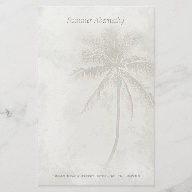Palm Tree Custom Stationery - Sandfarbe Briefpapier (Vorderseite)