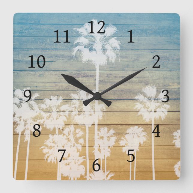 Palm Tree Design 239 Quadratische Wanduhr (Vorderseite)