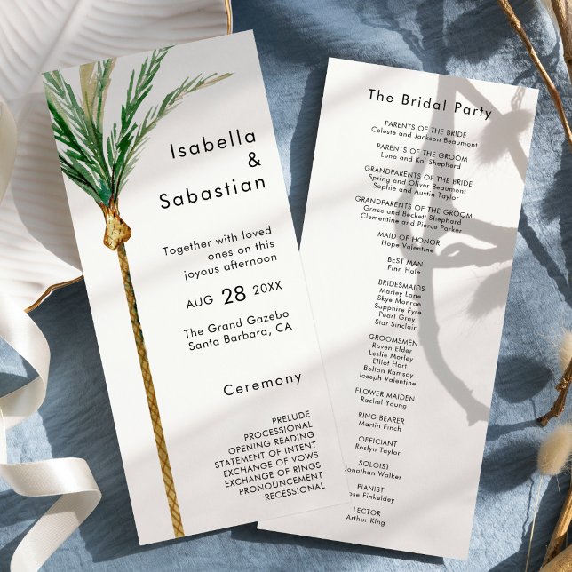 Palm Tree Destination Modern Wedding Flat Program Programm (Von Creator hochgeladen)