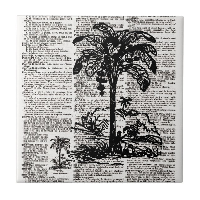 Palm Tree Dictionary Art Fliese (Vorderseite)